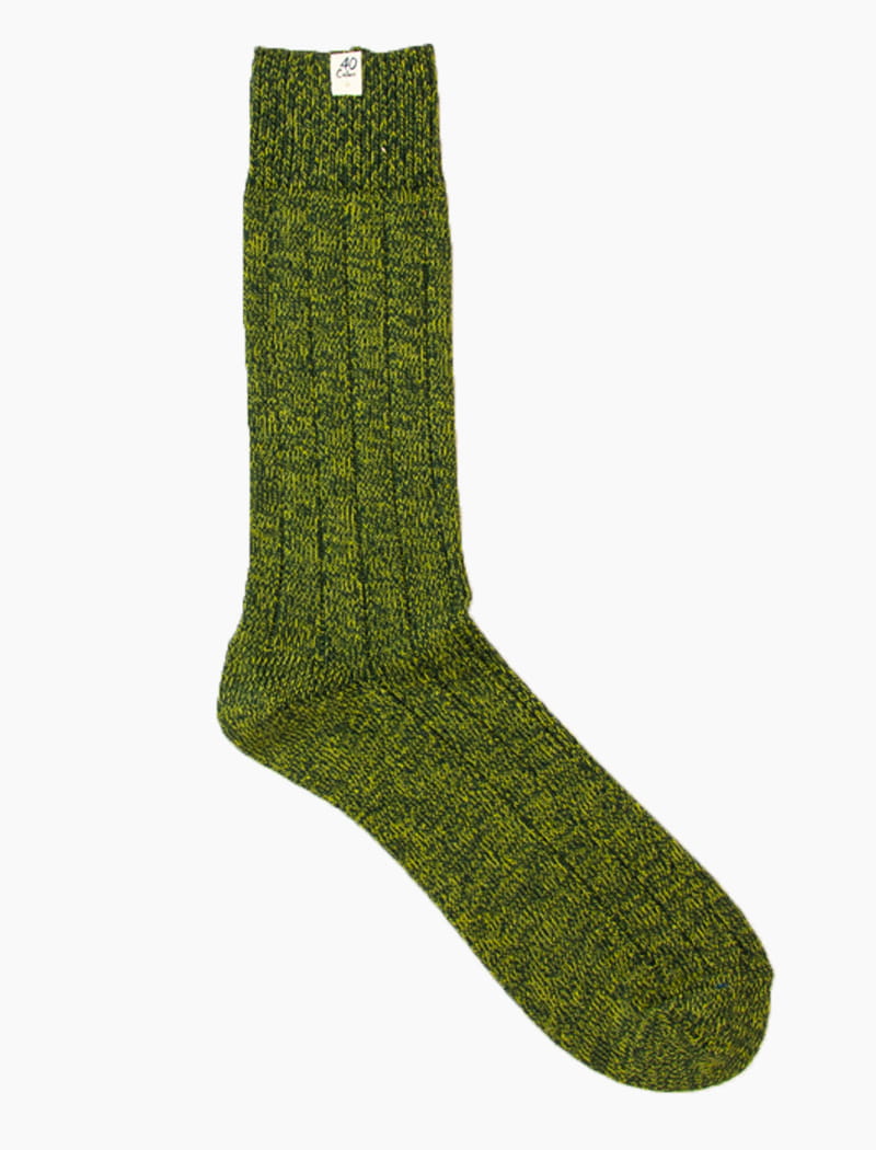 Olive Green Thick Melange Organic Cotton Socks | 40 Colori