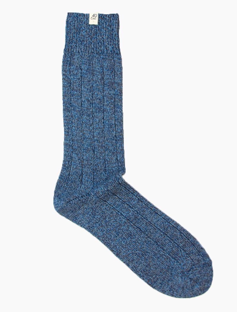 Blue Thick Melange Organic Cotton Socks | 40 Colori