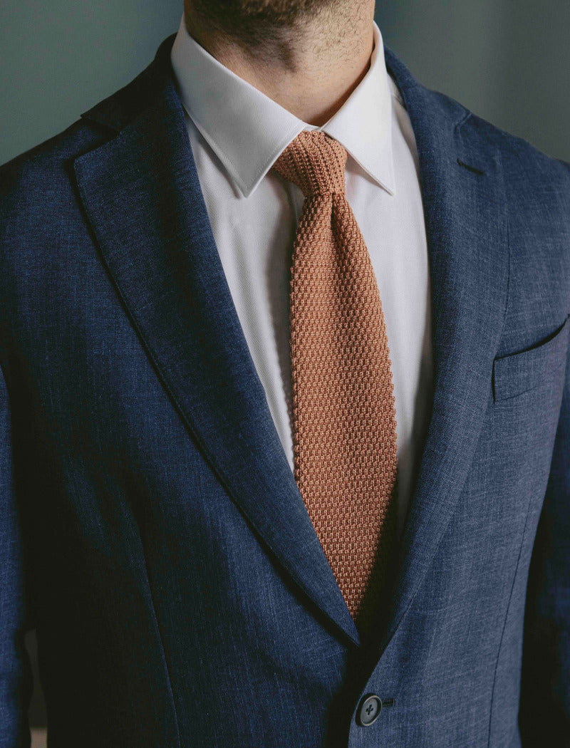Blue Wool, Silk & Linen Blend Blazer | 40 Colori