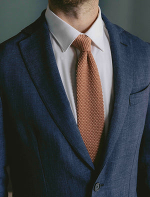 Blue Wool, Silk & Linen Blend Blazer | 40 Colori