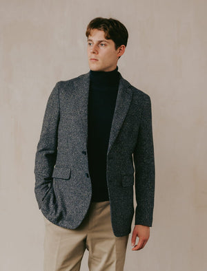 Grey Blue Donegal Wool & Silk Blazer | 40 Colori