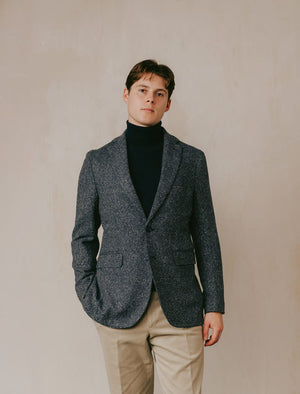 Grey Blue Donegal Wool & Silk Blazer | 40 Colori