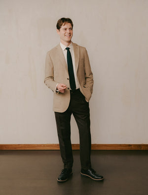 Beige Herringbone Wool & Cashmere Blend Blazer | 40 Colori