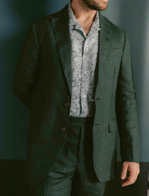 Dark Green Linen Blazer | 40 Colori