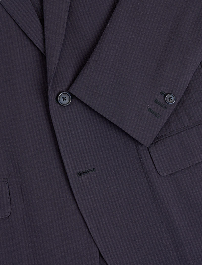 Violet Blue Solid Cotton Seersucker Blazer