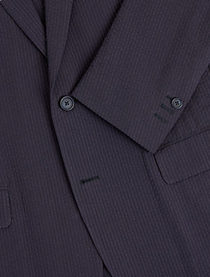 Violet Blue Solid Cotton Seersucker Blazer