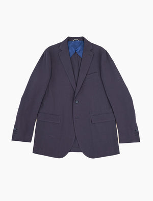 Violet Blue Solid Cotton Seersucker Blazer