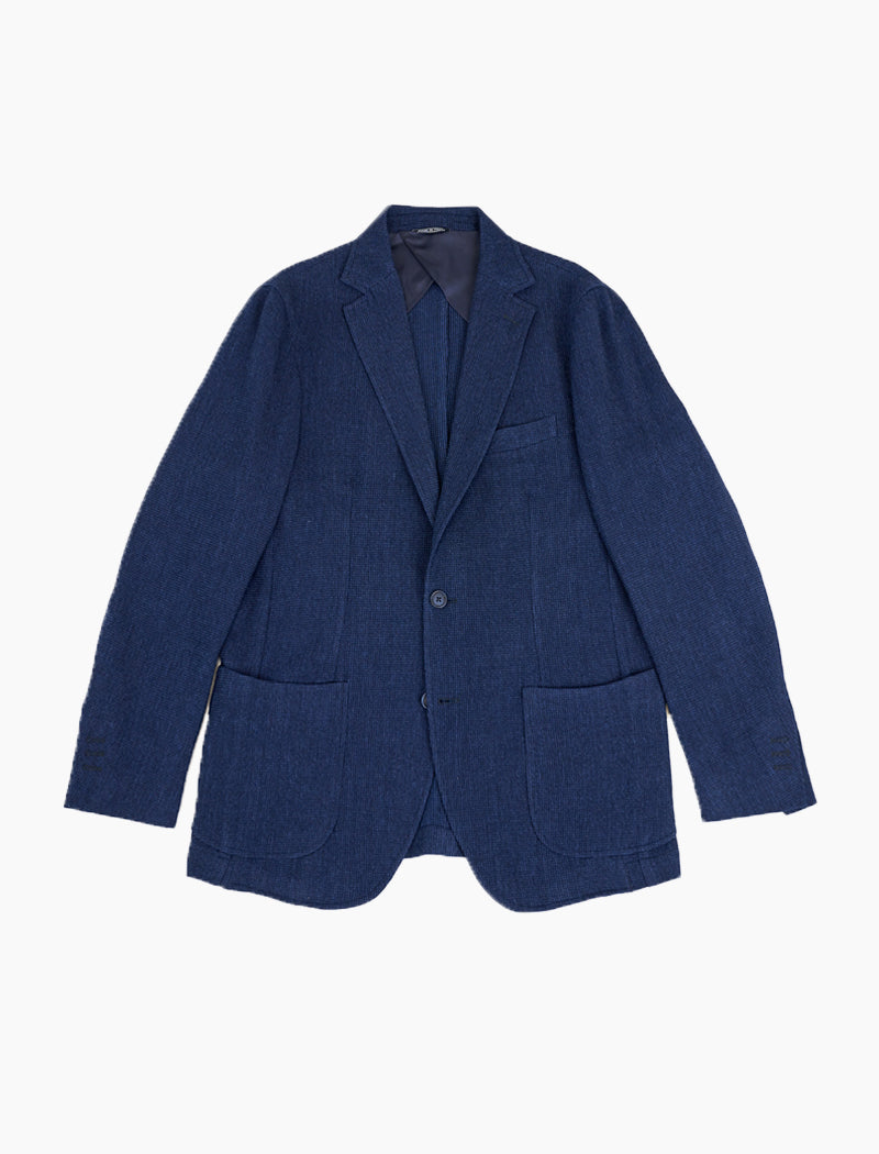 Blue Melange Jersey Wool Blazer