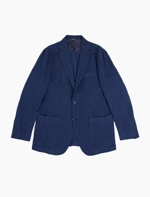 Blue Melange Jersey Wool Blazer