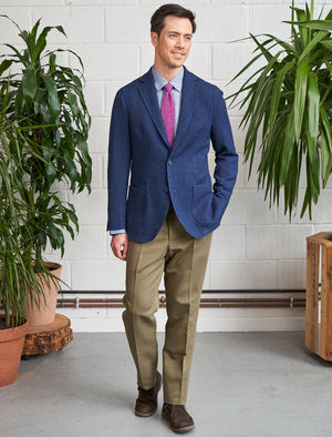 Blue Melange Jersey Wool Blazer