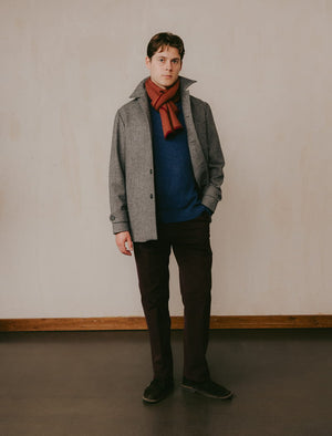 Grey Herringbone Wool Overcoat | 40 Colori