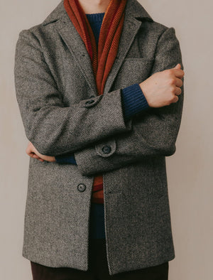 Grey Herringbone Wool Overcoat | 40 Colori