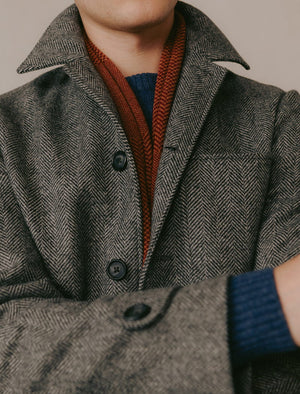 Grey Herringbone Wool Overcoat | 40 Colori