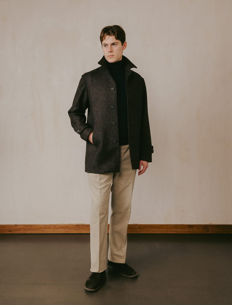 Brown Grey Donegal Wool Overcoat | 40 Colori
