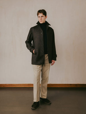 Brown Grey Donegal Wool Overcoat | 40 Colori