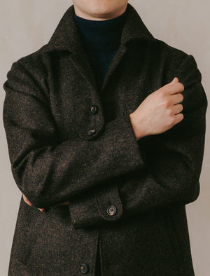 Brown Grey Donegal Wool Overcoat | 40 Colori