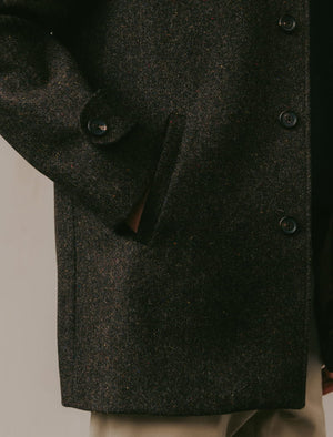 Brown Grey Donegal Wool Overcoat | 40 Colori