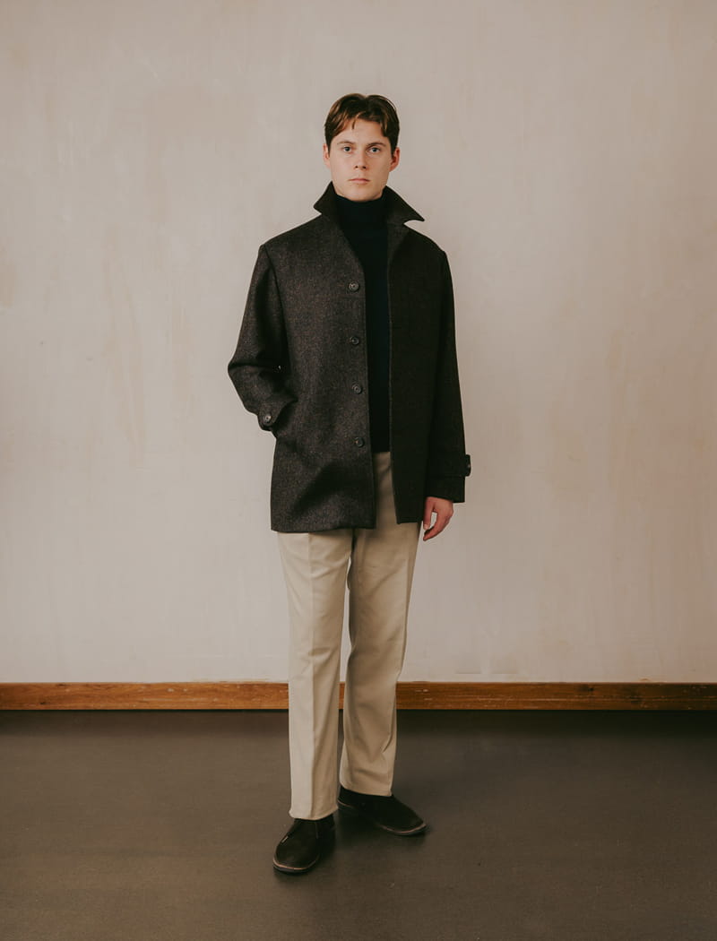 Brown Grey Donegal Wool Overcoat | 40 Colori