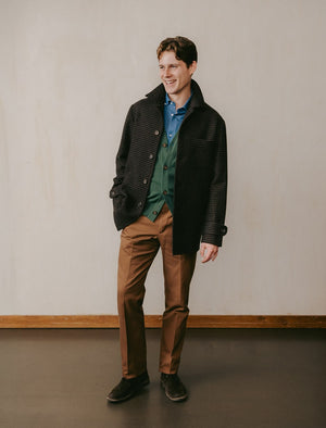 Dark Brown Houndstooth Wool & Cashmere Overcoat