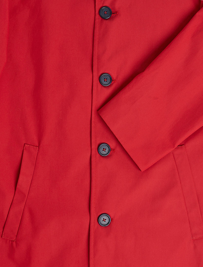 Red Ventile Cotton Long Overcoat