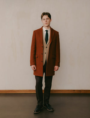 Rust Twill Wool Formal Overcoat | 40 Colori