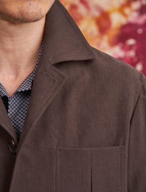 Dark Brown Linen Shacket