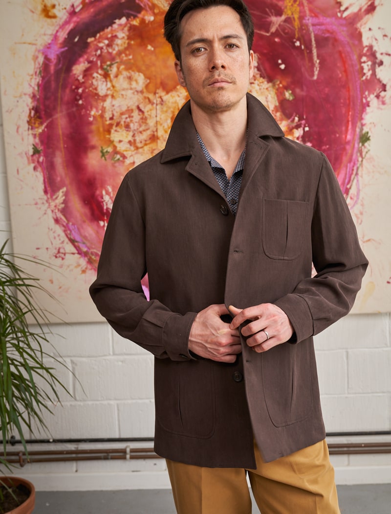 Dark Brown Linen Shacket