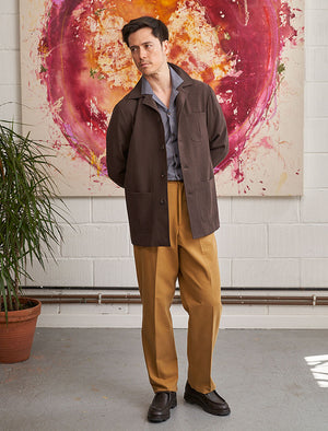 Ocher Yellow Cotton & Cashmere Baker Trouser