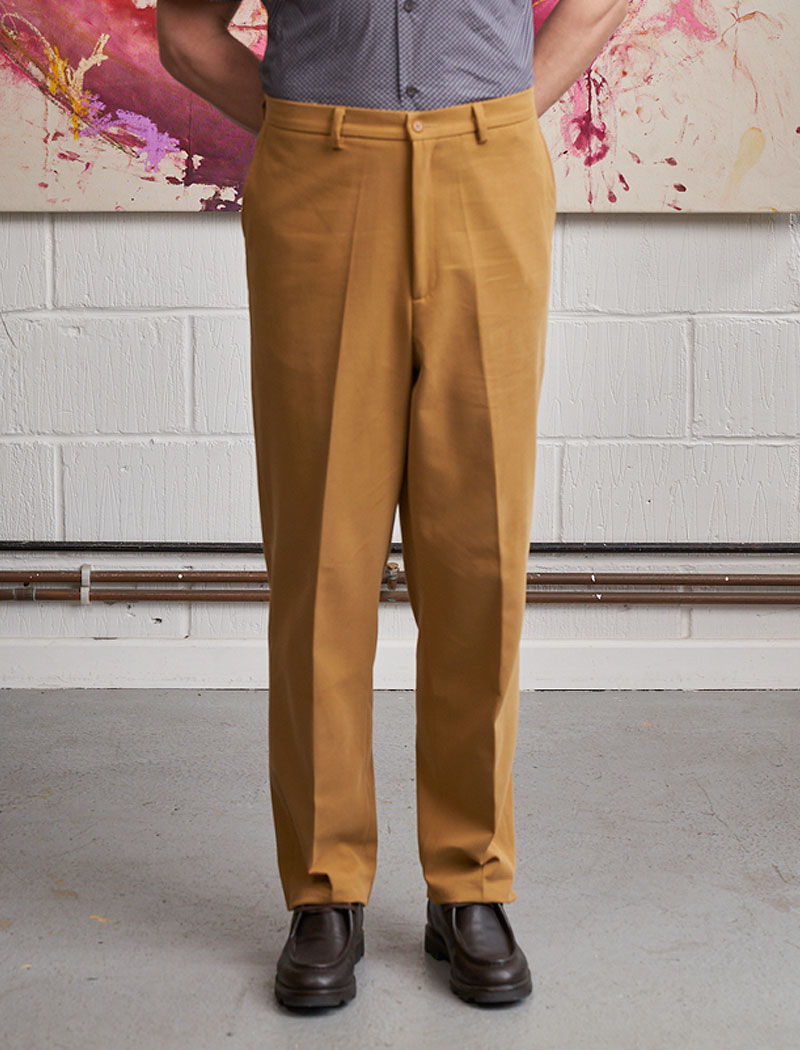 Ocher Yellow Cotton & Cashmere Baker Trouser