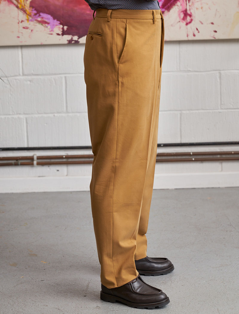 Ocher Yellow Cotton & Cashmere Baker Trouser