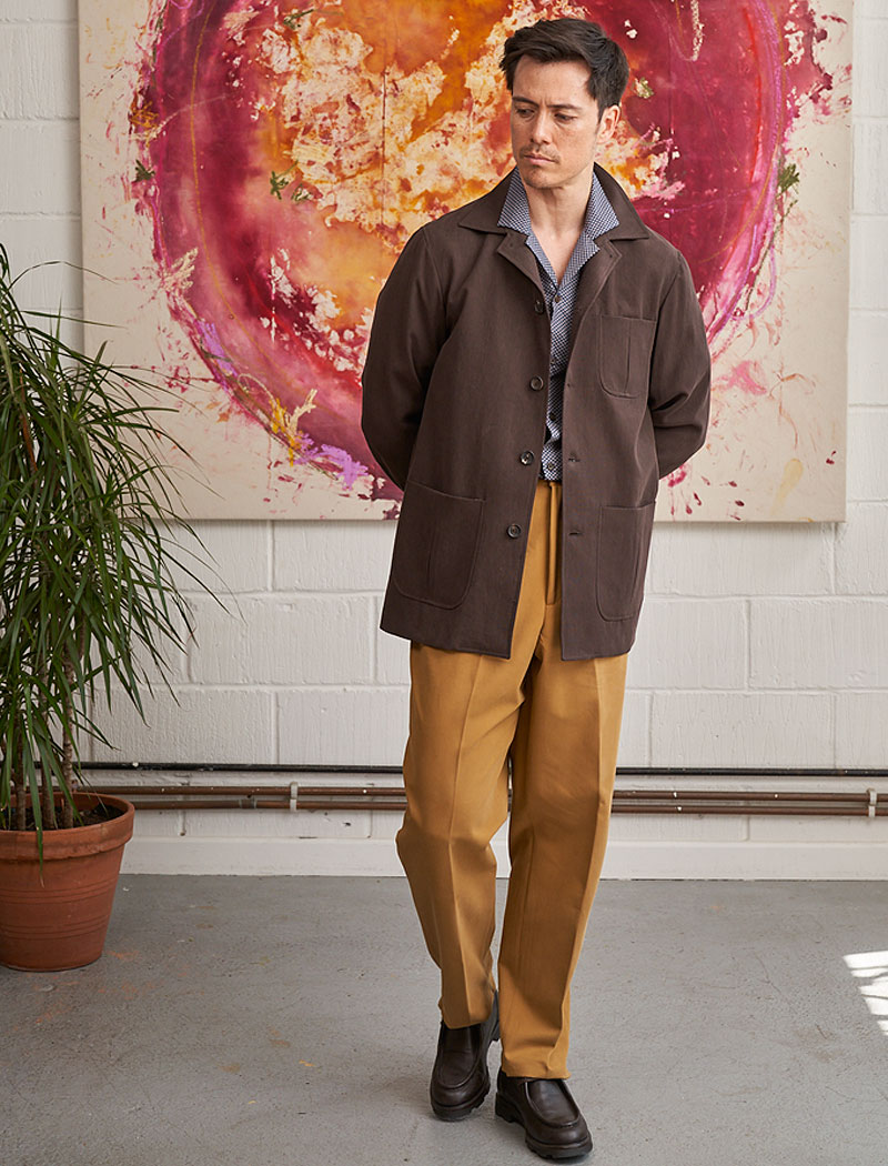 Ocher Yellow Cotton & Cashmere Baker Trouser