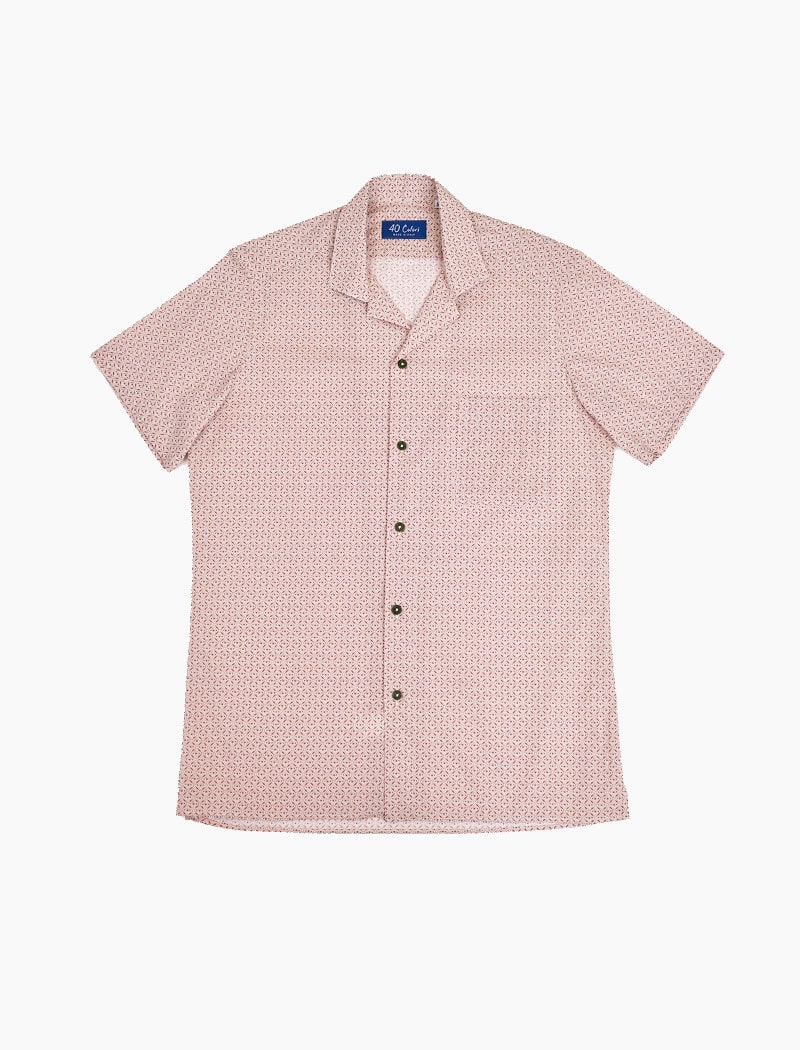 Rust Geometric Cotton Short Sleeve Shirt 