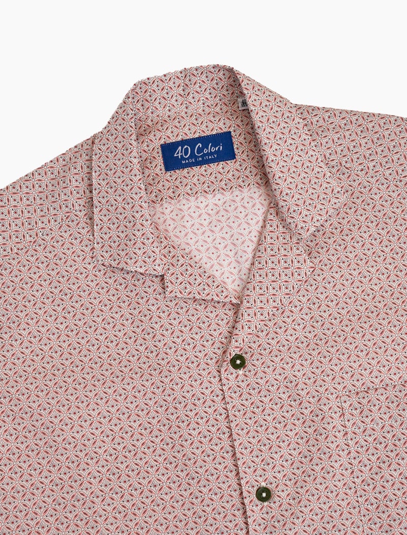 Rust Geometric Cotton Short Sleeve Shirt 