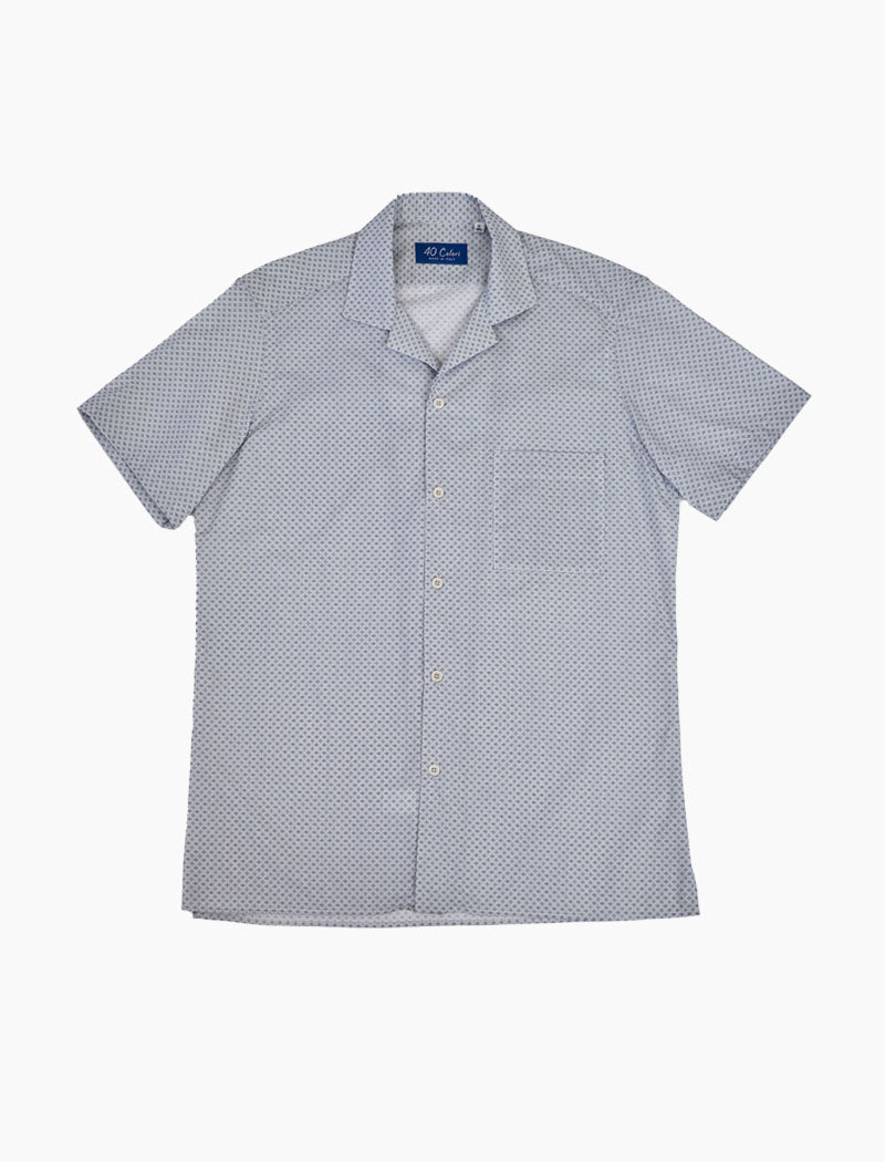 Cream & Navy Small Lines Cotton Short Sleeve Shirt