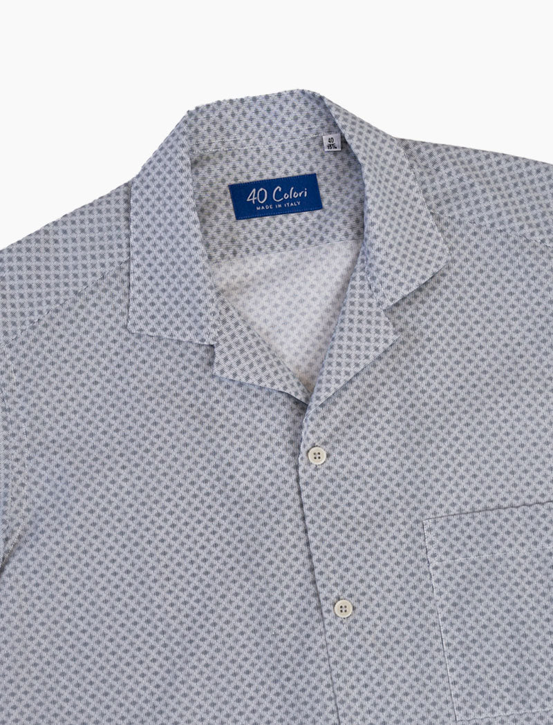 Cream & Navy Small Lines Cotton Short Sleeve Shirt