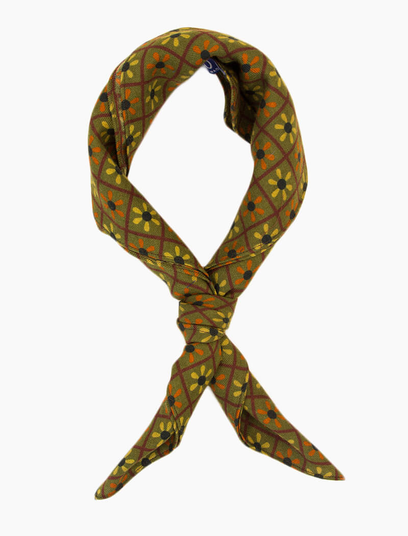 Olive Green Propeller Printed Wool Bandana | 40 Colori