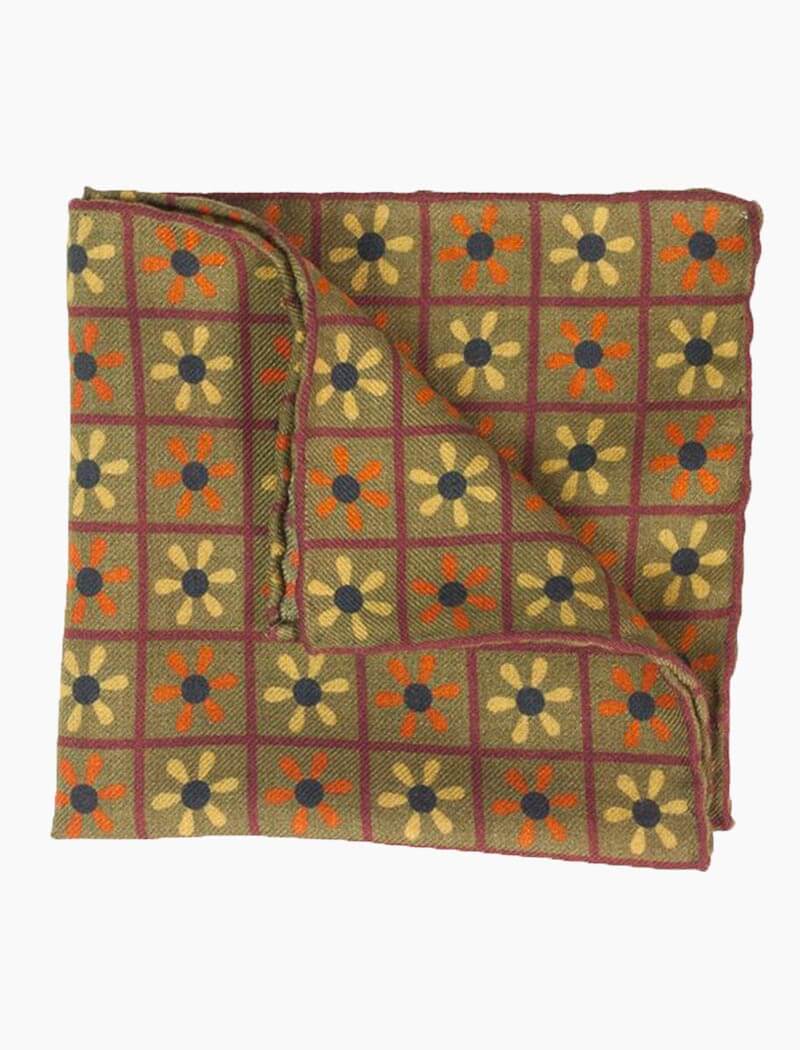 Olive Green Propeller Printed Wool Bandana | 40 Colori