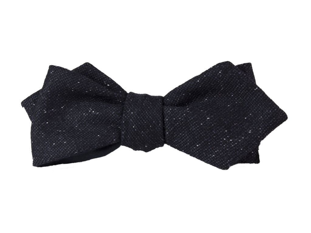BLACK MICRO DOT WOOL SPENCER BOW TIE