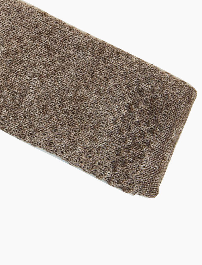 Light Brown Solid Melange Linen Knitted Tie | 40 Colori