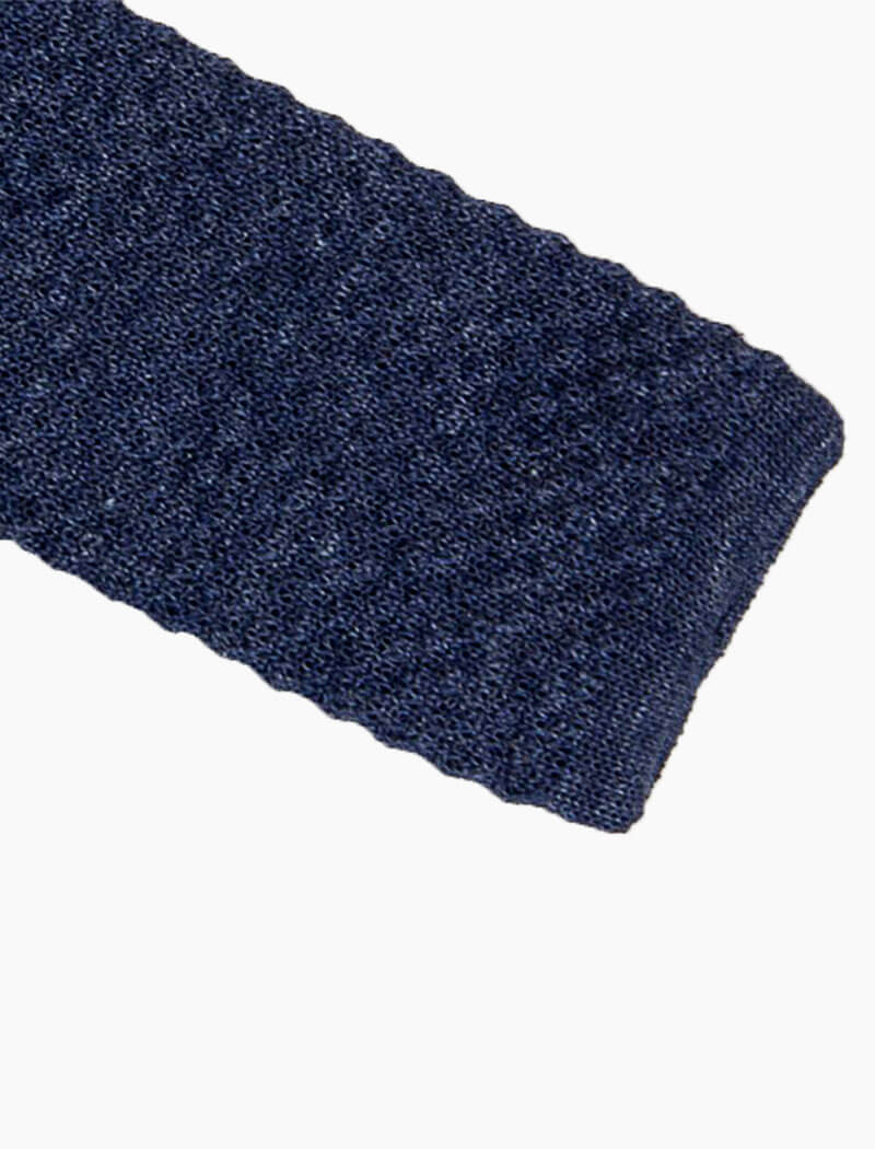 Grey Blue Solid Melange Linen Knitted Tie | 40 Colori