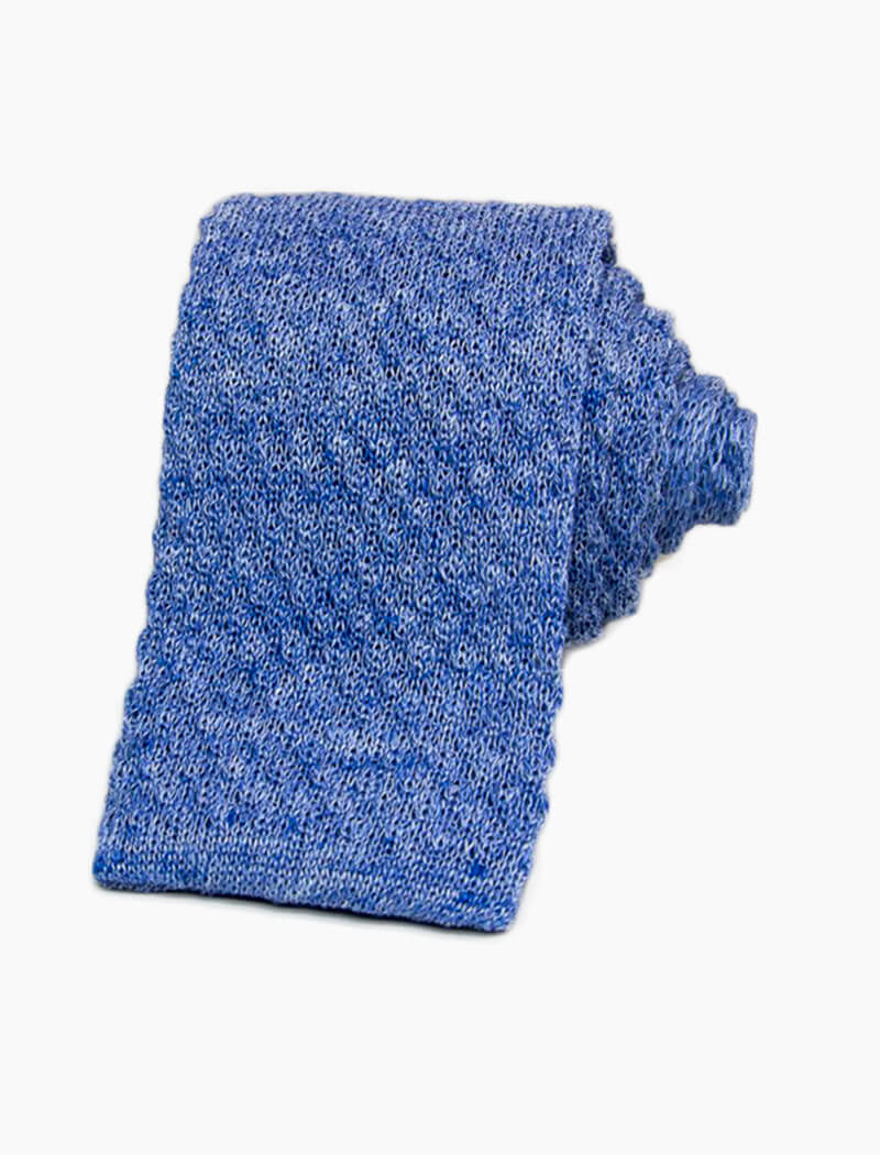 Light Blue Solid Melange Linen Knitted Tie | 40 Colori