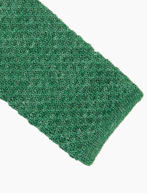 Green Solid Melange Linen Knitted Tie | 40 Colori
