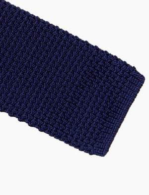 Marine Blue Solid Silk Knitted Tie | 40 Colori