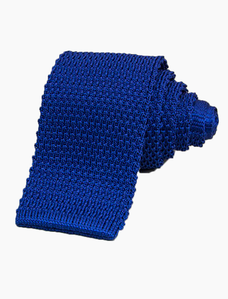 Royal Blue Solid Silk Knitted Tie | 40 Colori