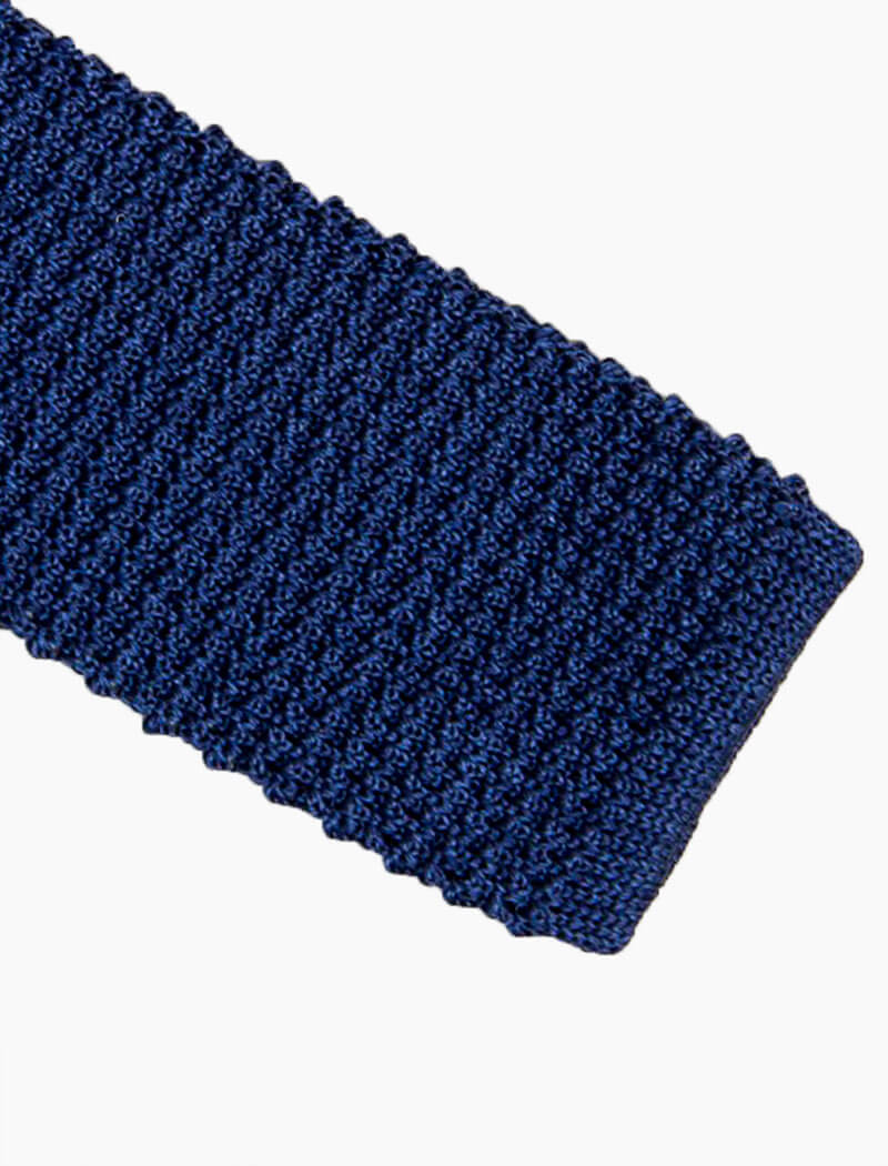 Navy Solid Jaspe' Silk Knitted Tie | 40 Colori