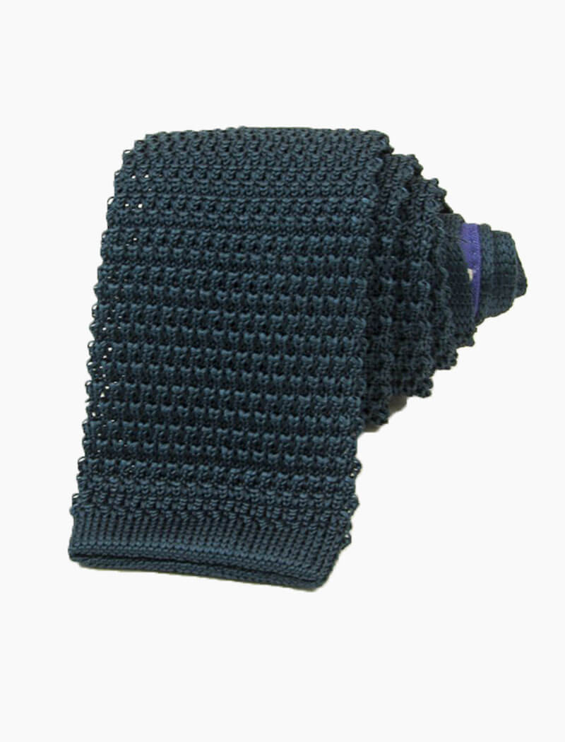 Petrol Blue Solid Silk Knitted Tie | 40 Colori