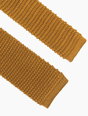 Gold Solid Silk Knitted Tie | 40 Colori