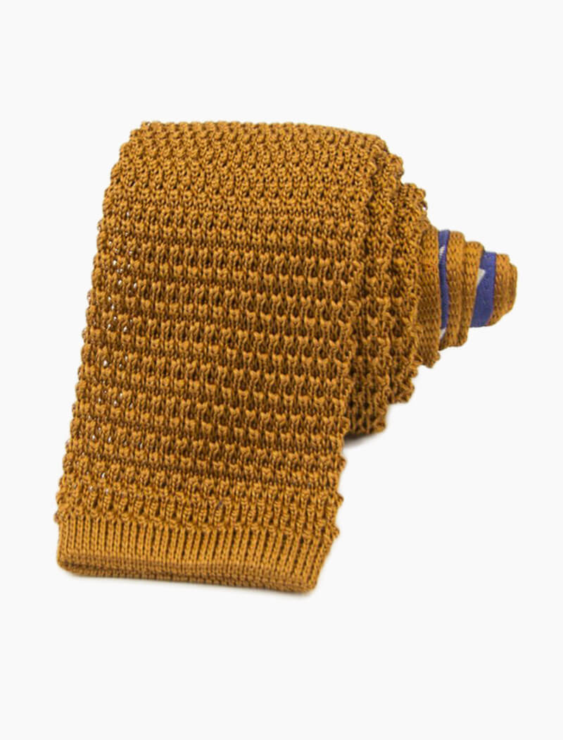 Gold Solid Silk Knitted Tie | 40 Colori
