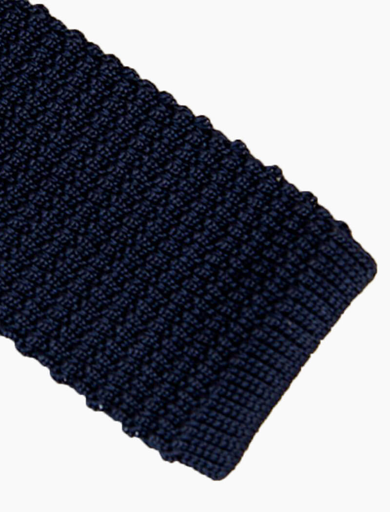 Navy Solid Silk Knitted Tie | 40 Colori