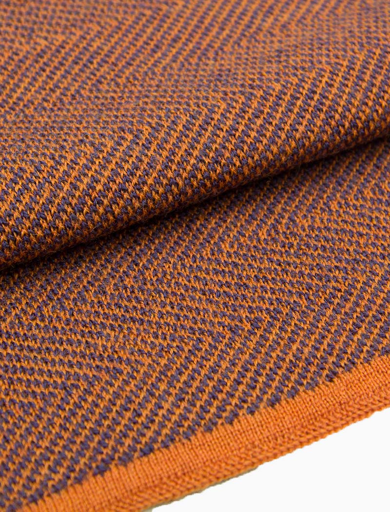 Orange & Purple Reversible Herringbone Wool Scarf | 40 Colori 